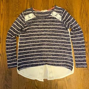 Rewind Striped High-Low Long Sleeve